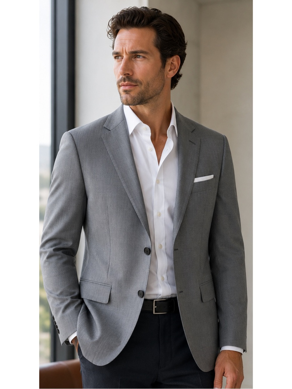 Hugo Boss BOSS The James3 Sharp5 Gray Virgin Wool 2 Button Blazer 40R Like New